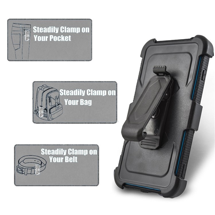 2-in-1 Heavy Duty PC + TPU Belt Clip Kickstand Phone Cover for Samsung Galaxy J7 Prime/On7 2016 - Blue-5