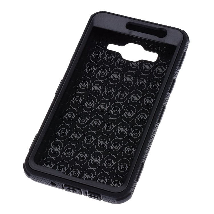 Heavy Duty Rugged PC TPU Hybrid Belt Clip Kickstand Case for Samsung Galaxy On5 G550 - Black-4