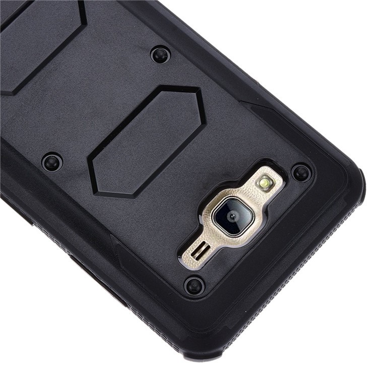 Heavy Duty Rugged PC TPU Hybrid Belt Clip Kickstand Case for Samsung Galaxy On5 G550 - Black-5