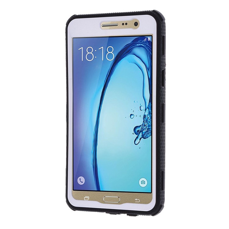 Heavy Duty Rugged PC TPU Hybrid Belt Clip Kickstand Cover for Samsung Galaxy On5 G550 - White-3