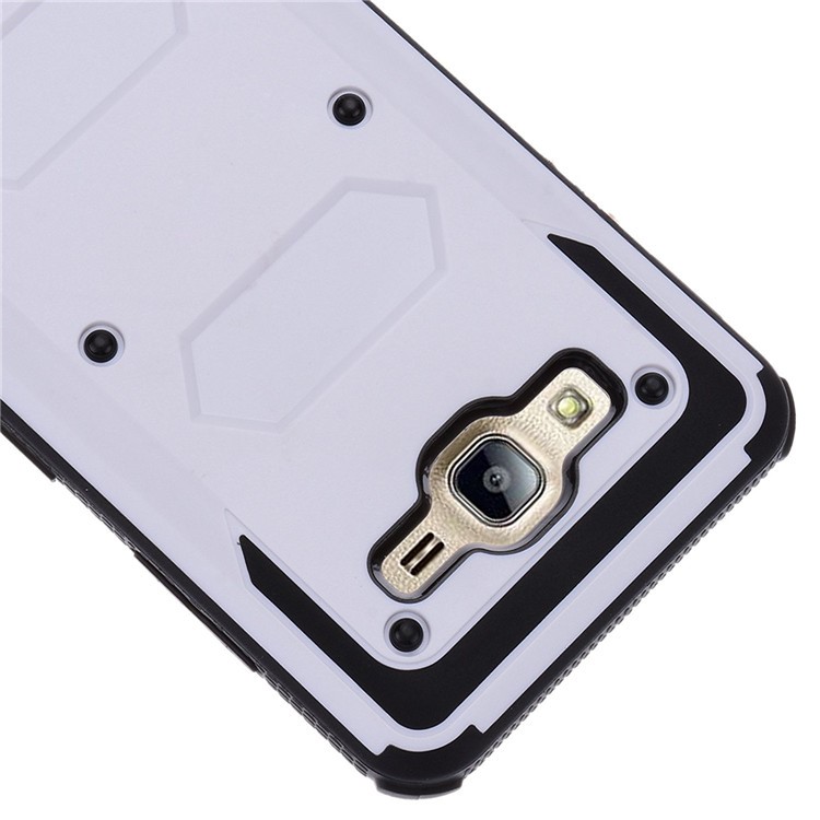 Heavy Duty Rugged PC TPU Hybrid Belt Clip Kickstand Cover for Samsung Galaxy On5 G550 - White-5