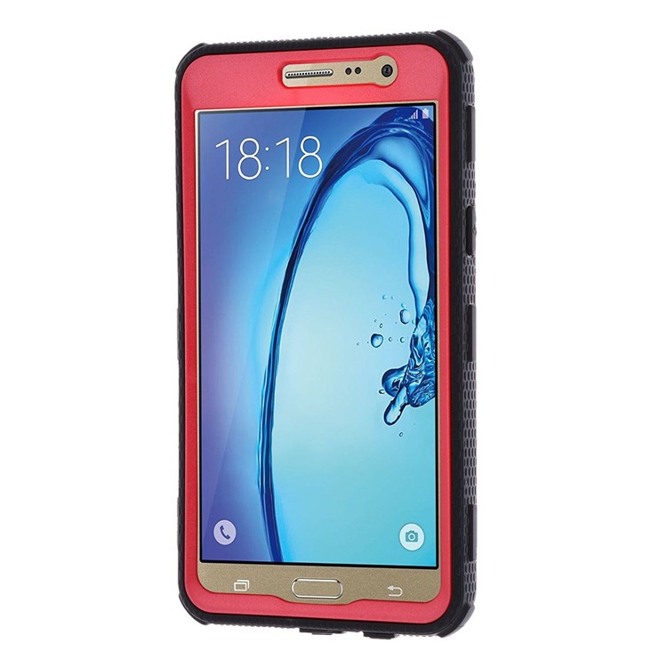 Heavy Duty Rugged PC TPU Hybrid Belt Clip Kickstand Shell for Samsung Galaxy On5 G550 - Red-3