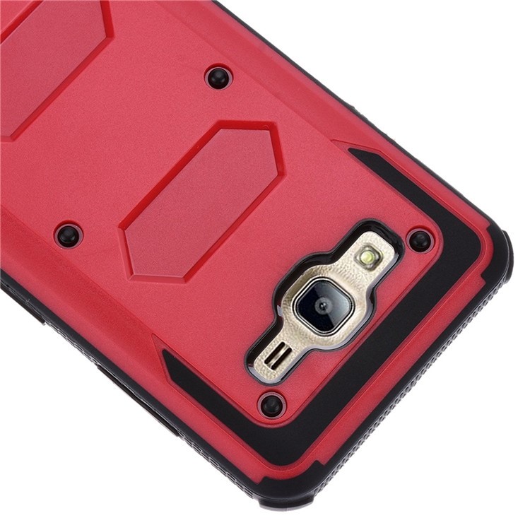 Heavy Duty Rugged PC TPU Hybrid Belt Clip Kickstand Shell for Samsung Galaxy On5 G550 - Red-6