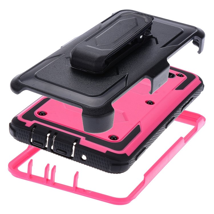 Heavy Duty PC TPU Combo Phone Case with Belt Clip Kickstand for Samsung Galaxy On5 G550 - Rose-2