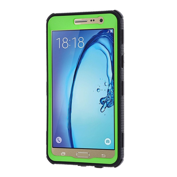 PC TPU Hybrid Heavy Duty Rugged Mobile Case with Belt Clip Kickstand for Samsung Galaxy On5 G550 - Green-3