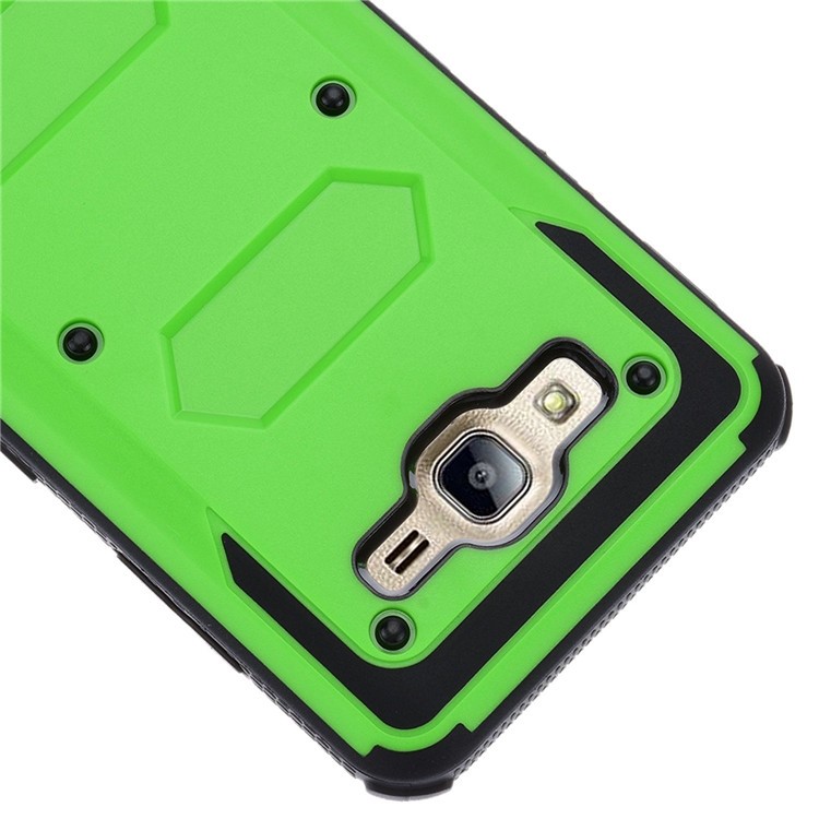 PC TPU Hybrid Heavy Duty Rugged Mobile Case with Belt Clip Kickstand for Samsung Galaxy On5 G550 - Green-5