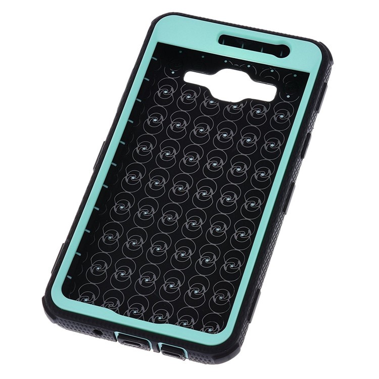 Heavy Duty Rugged PC TPU Hybrid Belt Clip Kickstand Mobile Casing for Samsung Galaxy On5 G550 - Cyan-3