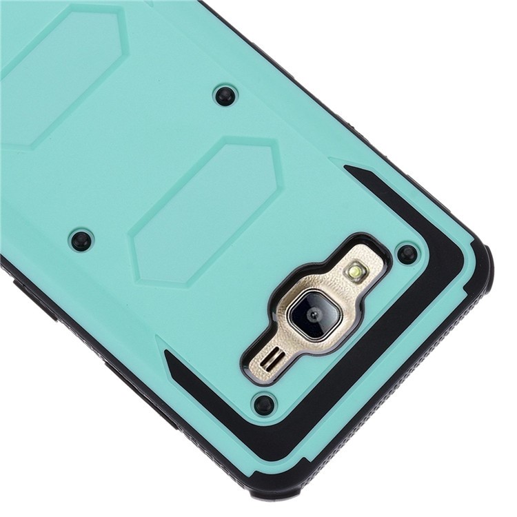 Heavy Duty Rugged PC TPU Hybrid Belt Clip Kickstand Mobile Casing for Samsung Galaxy On5 G550 - Cyan-5