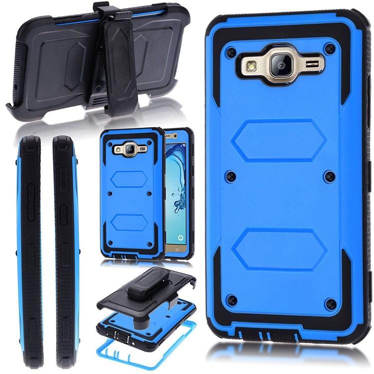 

Heavy Duty Shockproof PC TPU Mobile Phone Case with Belt Clip Kickstand for Samsung Galaxy On5 G550 - Blue, Galaxy On5