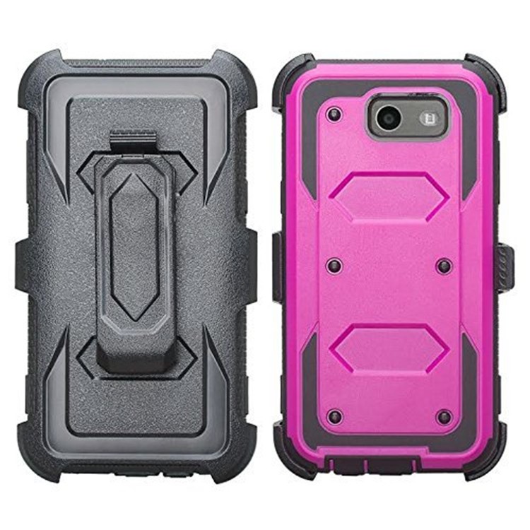 2-in-1 Heavy Duty PC + TPU Belt Clip Kickstand Case for Samsung Galaxy J7 (2017) / J7 V / J7 Perx / J7 Sky Pro - Rose-2