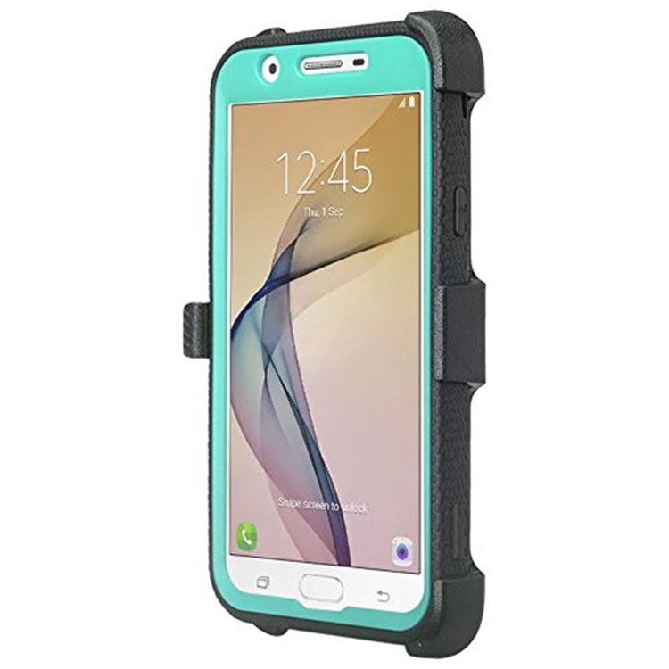 2-in-1 Heavy Duty PC + TPU Belt Clip Kickstand Casing for Samsung Galaxy J7 (2017) / J7 V / J7 Perx / J7 Sky Pro - Cyan-3