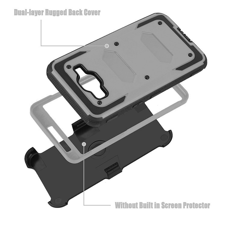 2-in-1 Heavy Duty PC + TPU Belt Clip Kickstand Case for Samsung Galaxy J7 SM-J700 - Grey-4