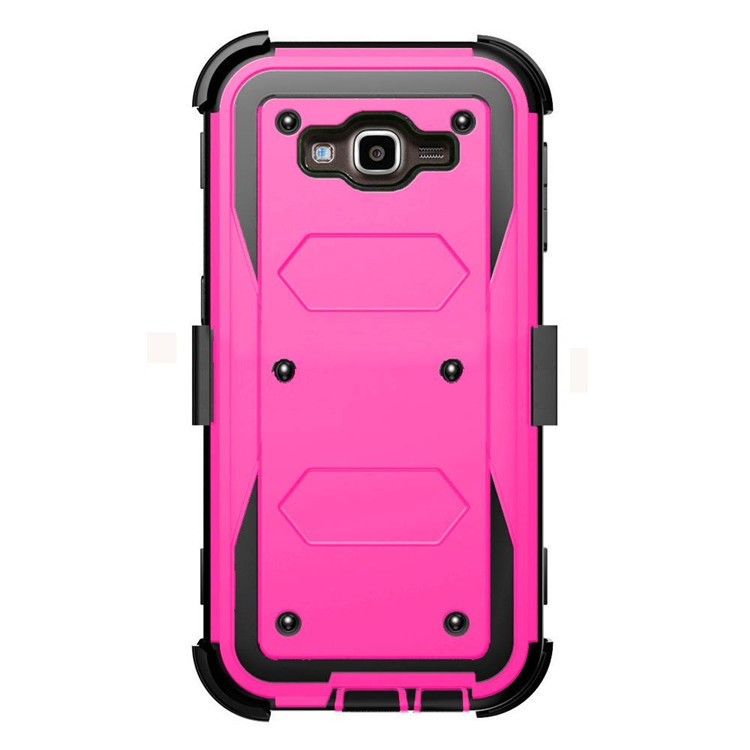 2-in-1 Heavy Duty PC + TPU Belt Clip Kickstand Back Cover for Samsung Galaxy J7 SM-J700 - Rose-2