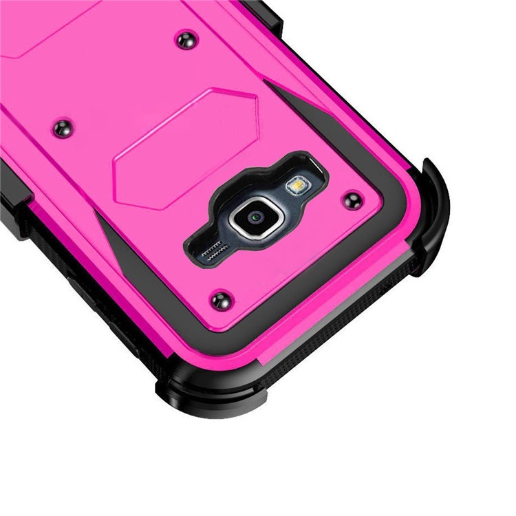 2-in-1 Heavy Duty PC + TPU Belt Clip Kickstand Back Cover for Samsung Galaxy J7 SM-J700 - Rose-3
