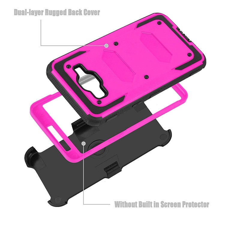 2-in-1 Heavy Duty PC + TPU Belt Clip Kickstand Back Cover for Samsung Galaxy J7 SM-J700 - Rose-4