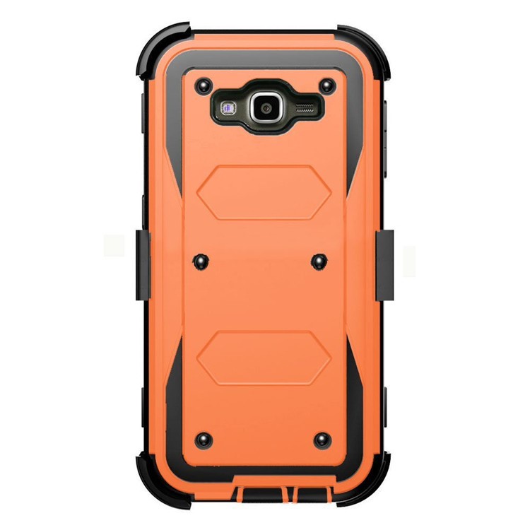 2-in-1 Heavy Duty PC + TPU Belt Clip Kickstand Mobile Cover for Samsung Galaxy J7 SM-J700 - Orange-2