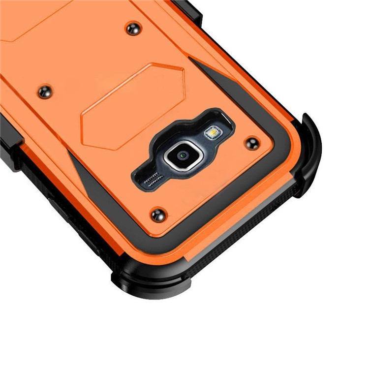 2-in-1 Heavy Duty PC + TPU Belt Clip Kickstand Mobile Cover for Samsung Galaxy J7 SM-J700 - Orange-3