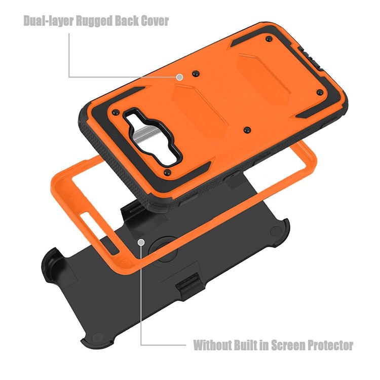 2-in-1 Heavy Duty PC + TPU Belt Clip Kickstand Mobile Cover for Samsung Galaxy J7 SM-J700 - Orange-4