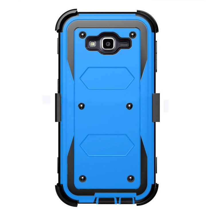 2-in-1 Heavy Duty PC + TPU Belt Clip Kickstand Phone Shell for Samsung Galaxy J7 SM-J700 - Blue-2