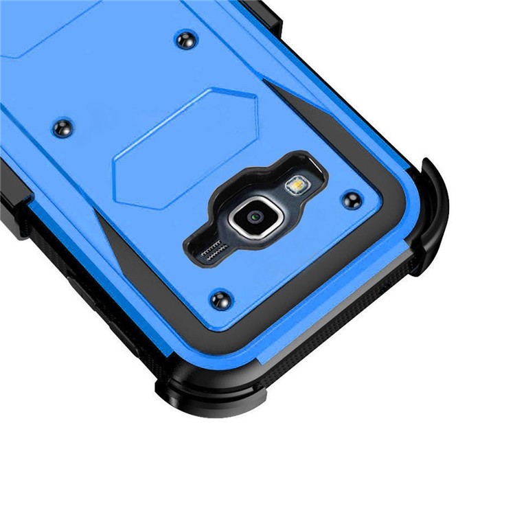 2-in-1 Heavy Duty PC + TPU Belt Clip Kickstand Phone Shell for Samsung Galaxy J7 SM-J700 - Blue-3
