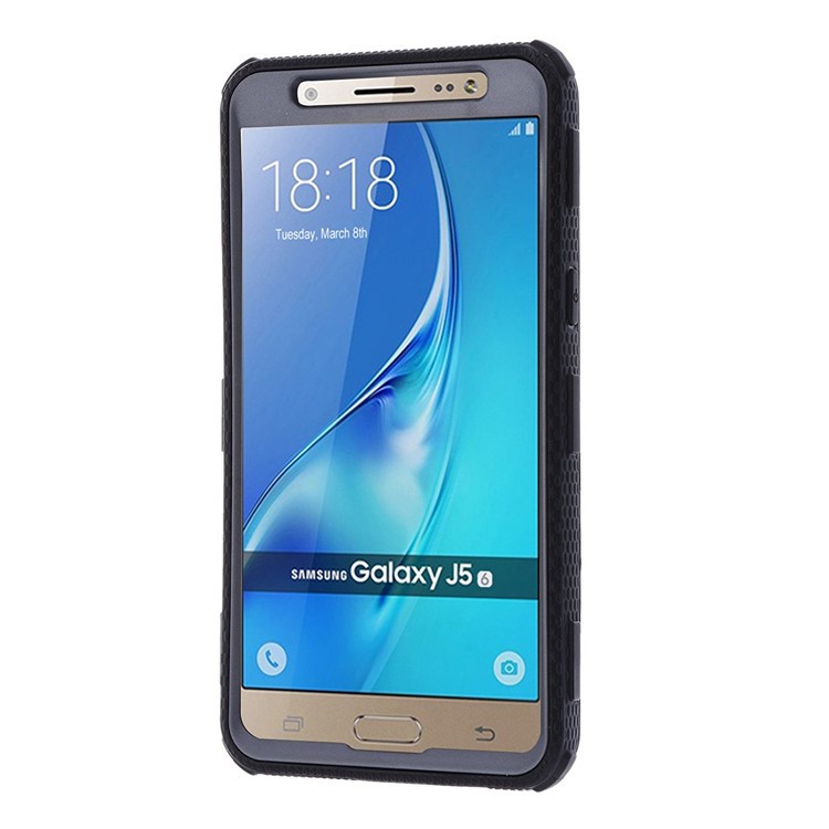 2-in-1 Heavy Duty PC + TPU Belt Clip Kickstand Mobile Case for Samsung Galaxy J5 (2016) - Black-5