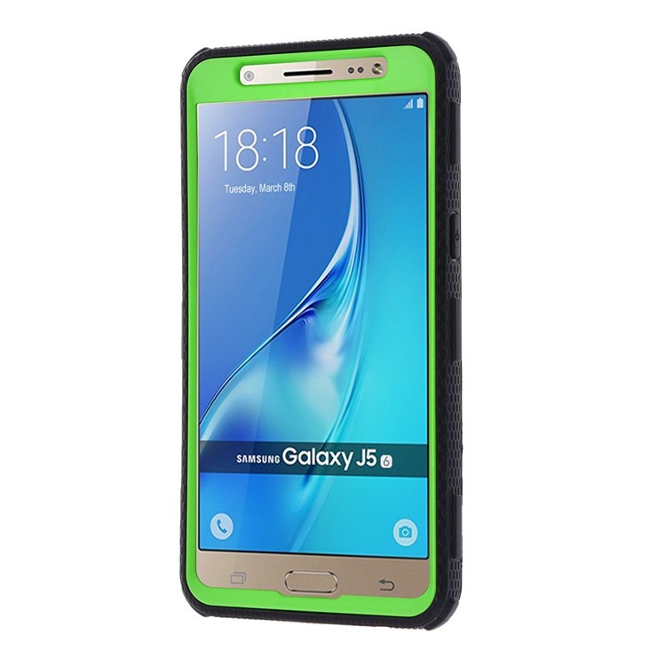 2-in-1 Heavy Duty PC + TPU Belt Clip Kickstand Shell for Samsung Galaxy J5 (2016) - Green-5