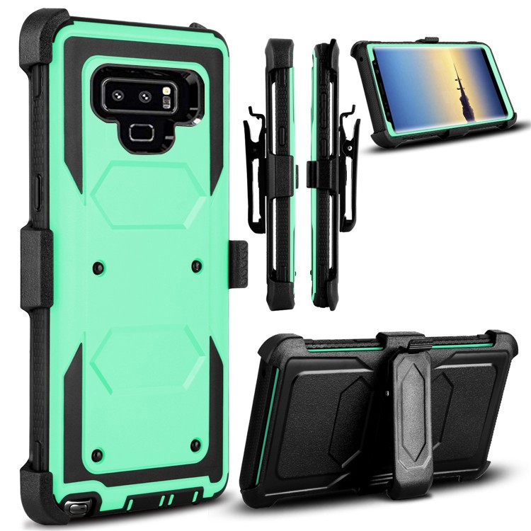 

Heavy Duty PC + TPU Hybrid Case Phone Shell with Kickstand Belt Clip for Samsung Galaxy Note 8 SM-N950 - Cyan