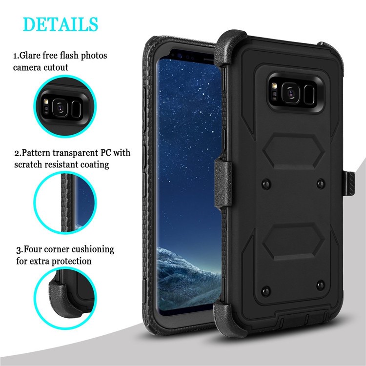 2-in-1 Heavy Duty PC + TPU Belt Clip Kickstand Cover for Samsung Galaxy S8 SM-G950 - Black-2