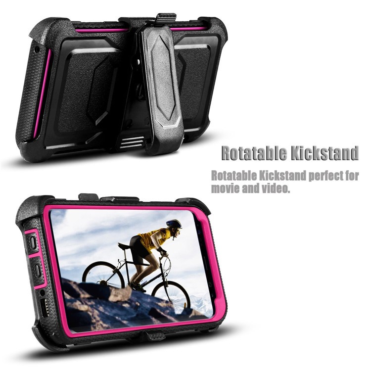 Custodia Per Cavalletto Per Clip Heavy-duty Per PC + TPU 2 In 1 Per Samsung Galaxy S8 SM-G950 - Rosa-3