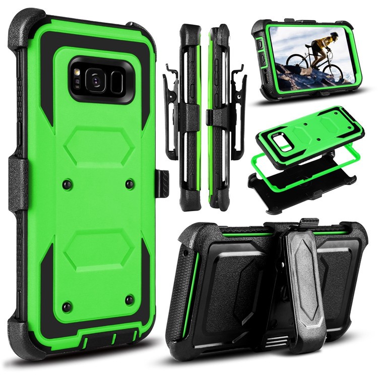 2-in-1 Heavy Duty PC + TPU Belt Clip Kickstand Shell for Samsung Galaxy S8 SM-G950 - Green-1