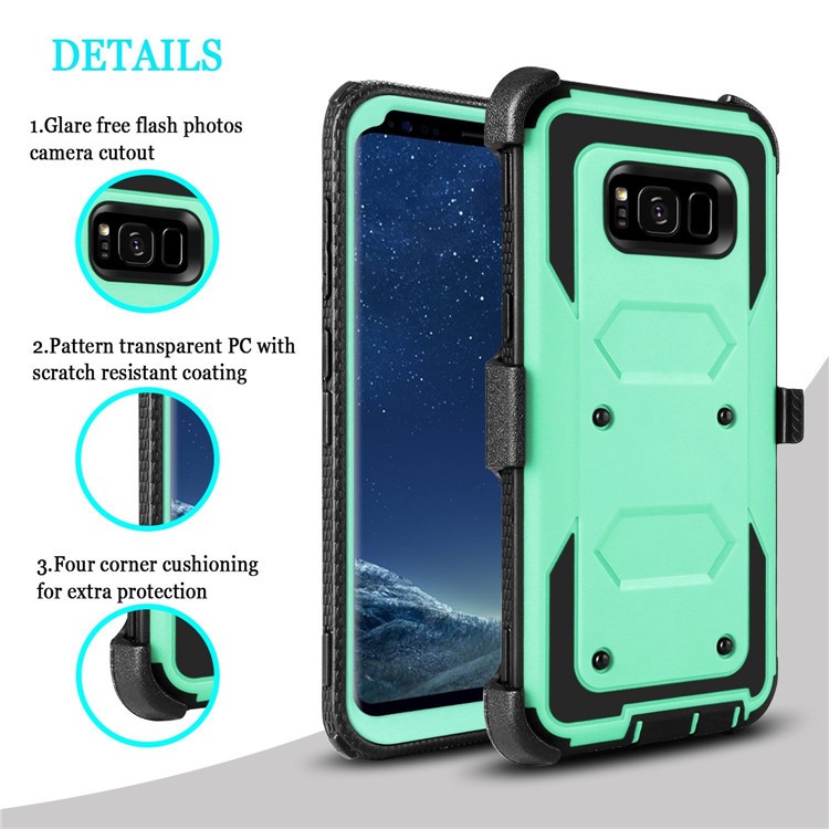 2-in-1 Heavy Duty PC + TPU Belt Clip Kickstand Mobile Phone Cover for Samsung Galaxy S8 SM-G950 - Cyan-2