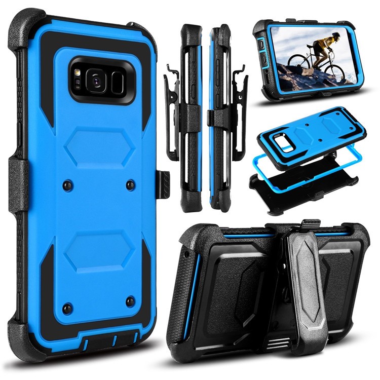 2-in-1 Heavy Duty PC + TPU Belt Clip Kickstand Cell Phone Cover for Samsung Galaxy S8 SM-G950 - Blue-1