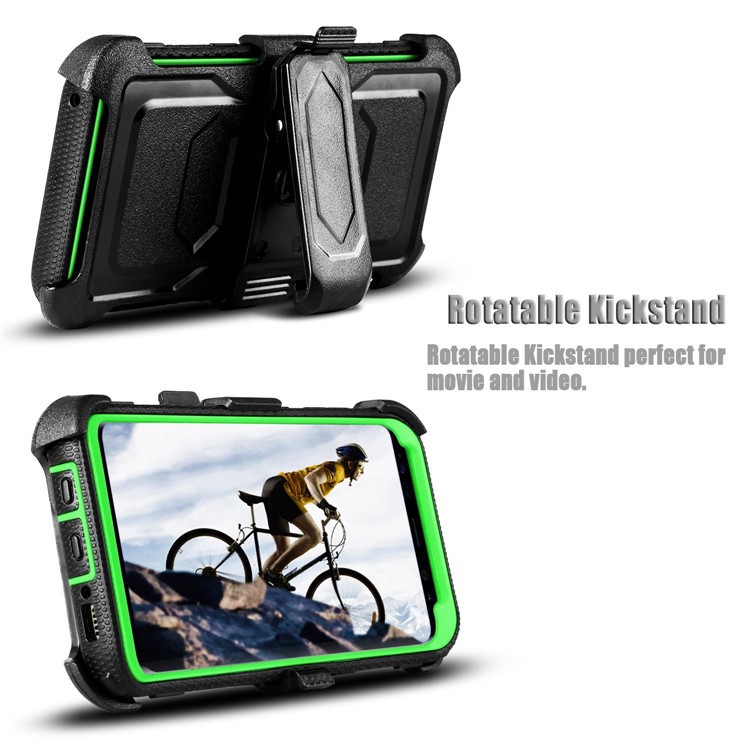 2-in-1 Heavy Duty PC + TPU Belt Clip Kickstand Casing for Samsung Galaxy S8+ SM-G955 - Green-3