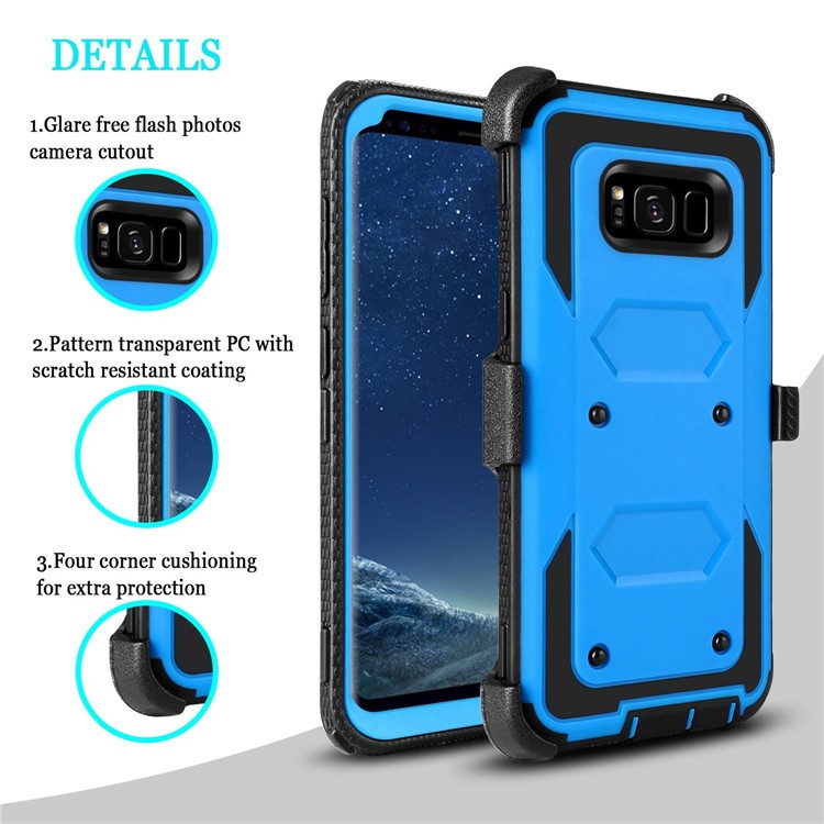 2-in-1 Heavy Duty PC + TPU Belt Clip Kickstand Cell Phone Cover for Samsung Galaxy S8+ SM-G955 - Blue-2