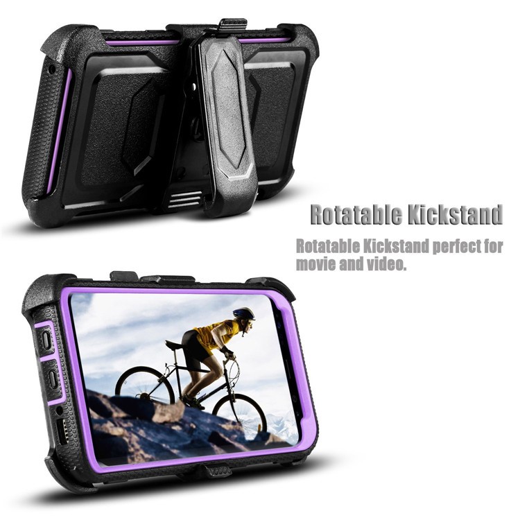 2-in-1 Heavy Duty PC + TPU Belt Clip Kickstand Back Casing for Samsung Galaxy S8+ SM-G955 - Purple-3