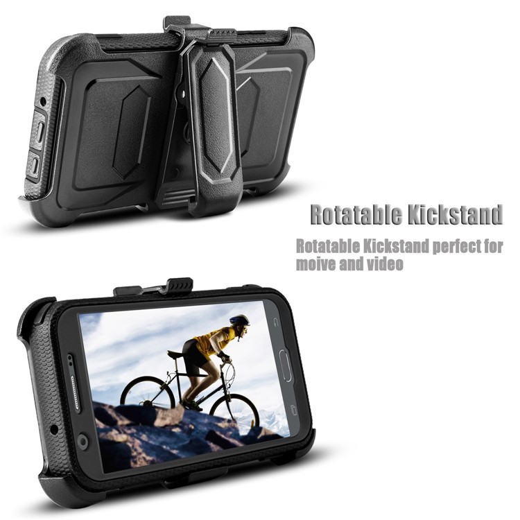 2-in-1 Heavy Duty PC + TPU Belt Clip Kickstand Cover for Samsung Galaxy J3 (2017) EU Version / J3 Pro (2017) / J3 Prime / J3 Emerge SM-J327 - Black-4