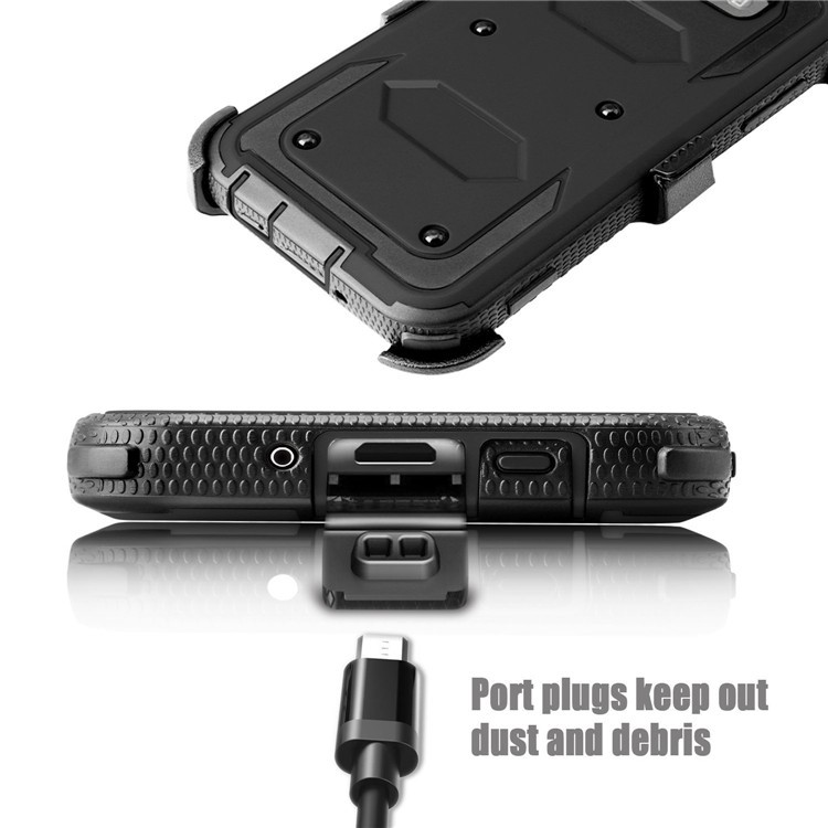 2-in-1 Heavy Duty PC + TPU Belt Clip Kickstand Cover for Samsung Galaxy J3 (2017) EU Version / J3 Pro (2017) / J3 Prime / J3 Emerge SM-J327 - Black-5