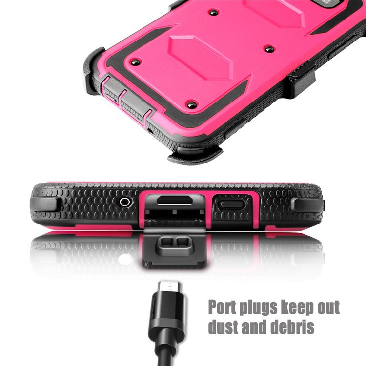 2-in-1 Heavy Duty PC + TPU Belt Clip Kickstand Case for Samsung Galaxy J3 (2017) EU Version / J3 Pro (2017) / J3 Prime / J3 Emerge SM-J327 - Rose-5