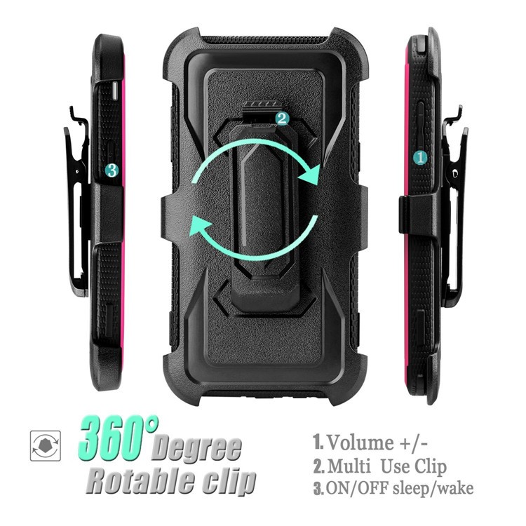 2-in-1 Heavy Duty PC + TPU Belt Clip Kickstand Case for Samsung Galaxy J3 (2017) EU Version / J3 Pro (2017) / J3 Prime / J3 Emerge SM-J327 - Rose-6