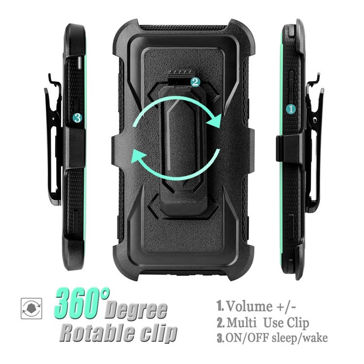2-in-1 Heavy Duty PC + TPU Belt Clip Kickstand Mobile Phone Cover for Samsung Galaxy J3 (2017) EU Version / J3 Pro (2017) / J3 Prime / J3 Emerge SM-J327 - Cyan-6