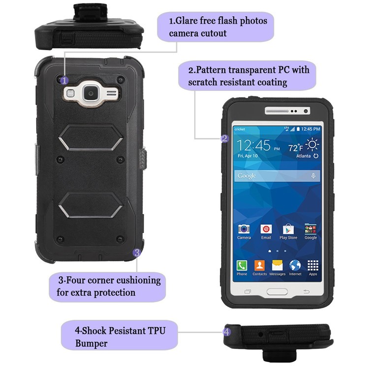 PC + TPU Belt Clip Kickstand Hybrid Anti-dust Mobile Protective Casing for Samsung Galaxy J2 Prime SM-G532 / Grand Prime SM-G530H - Grey-6