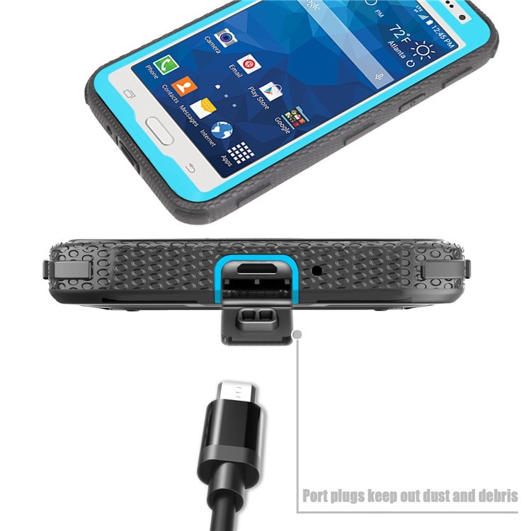 PC + TPU Belt Clip Kickstand Hybrid Shockproof Phone Cover for Samsung Galaxy J2 Prime SM-G532 / Grand Prime SM-G530H - Blue-4