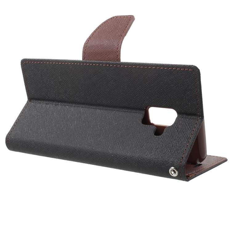 MERCURY GOOSPERY PU Leather Wallet Phone Casing for Samsung Galaxy A8 (2018) - Black / Brown-4