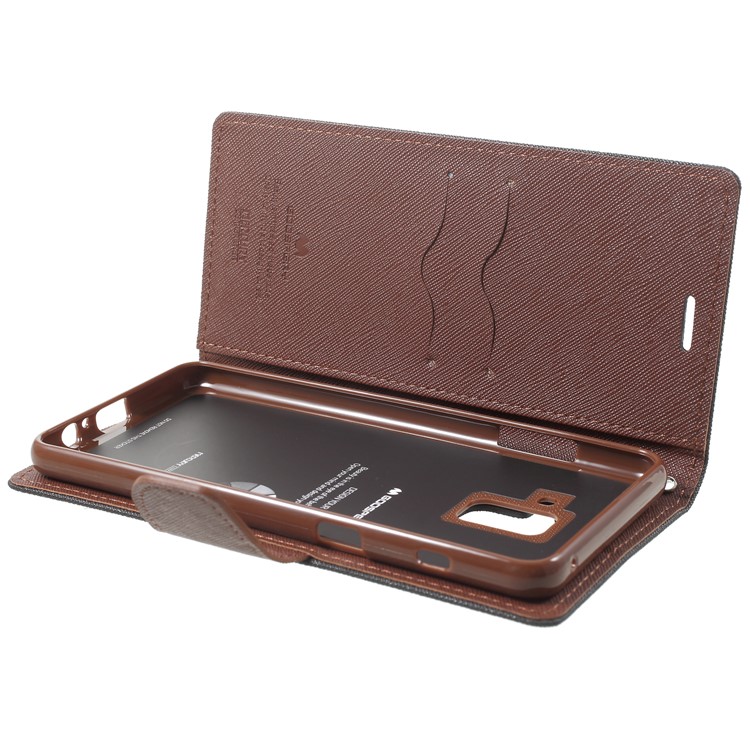 MERCURY GOOSPERY PU Leather Wallet Phone Casing for Samsung Galaxy A8 (2018) - Black / Brown-5