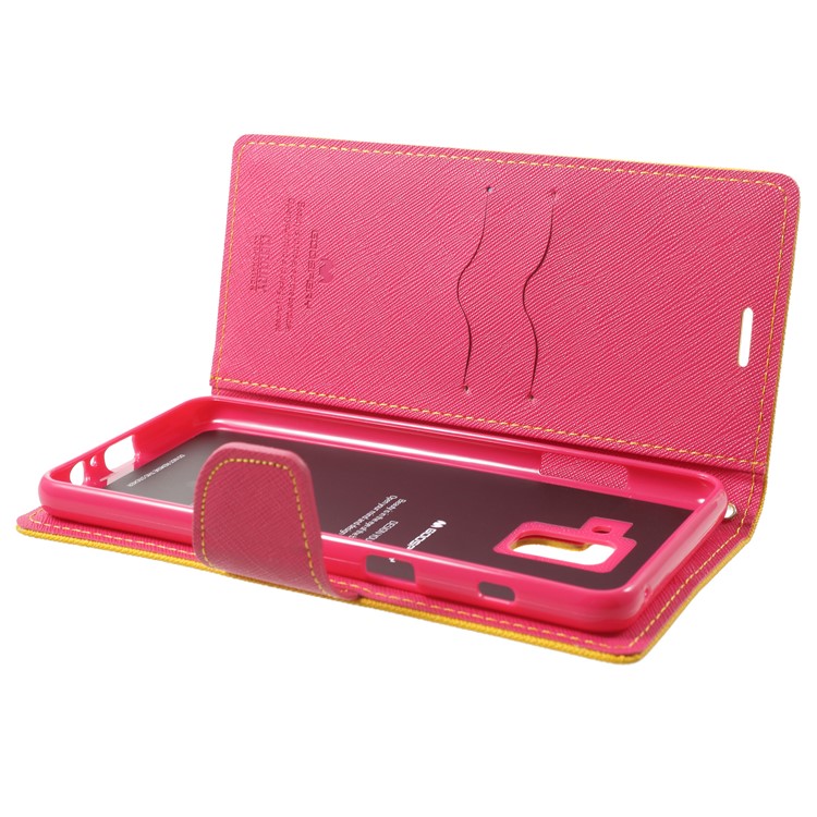 MERCURY GOOSPERY PU Leather Wallet Cell Phone Cover for Samsung Galaxy A8 (2018) - Yellow-5