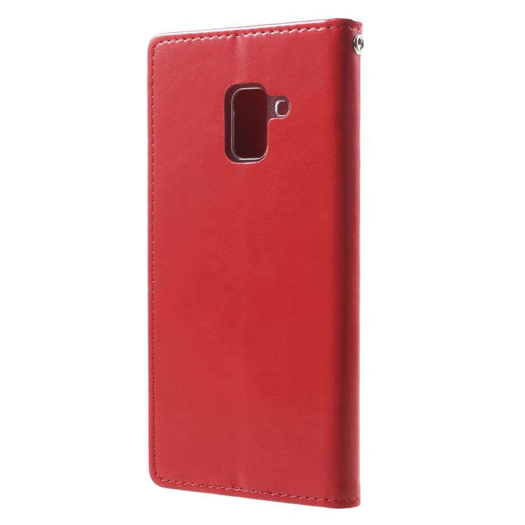 MERCURY GOOSPERY Blue Moon Leather Wallet Case for Samsung Galaxy A8 (2018) - Red-2