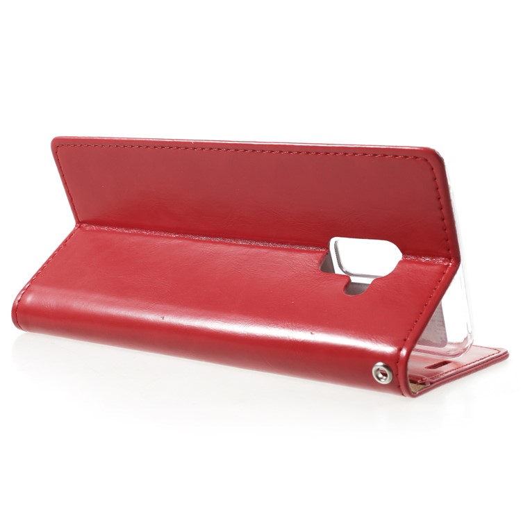 MERCURY GOOSPERY Blue Moon Leather Wallet Case for Samsung Galaxy A8 (2018) - Red-4