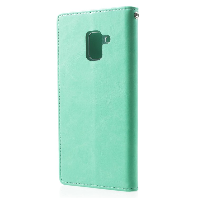 MERCURY GOOSPERY Blue Moon Leather Wallet Mobile Phone Case for Samsung Galaxy A8 (2018) - Cyan-2