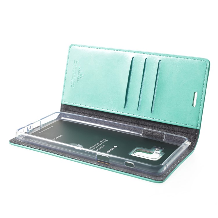 MERCURY GOOSPERY Blue Moon Leather Wallet Mobile Phone Case for Samsung Galaxy A8 (2018) - Cyan-5