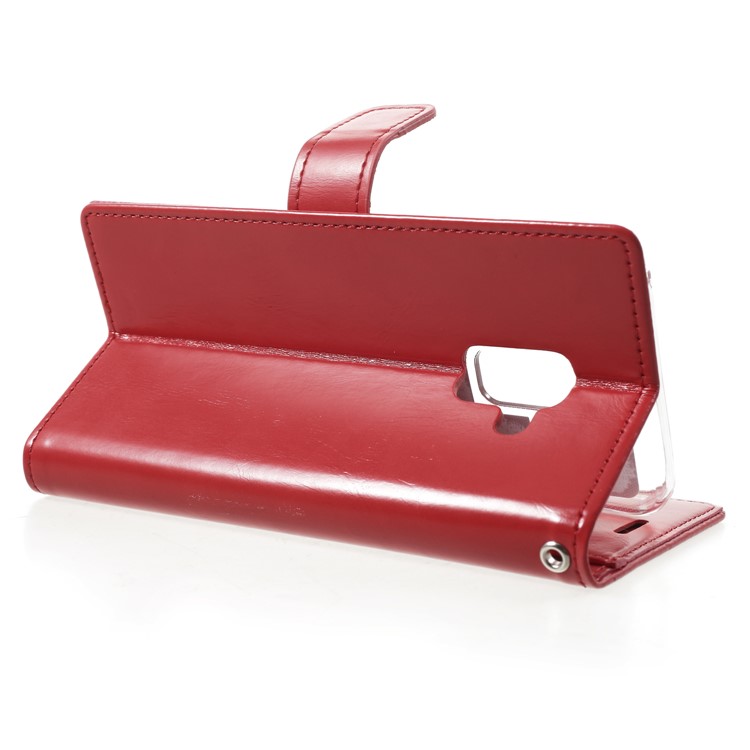 MERCURY GOOSPERY Blue Moon Leather Magnetic Stand Wallet Case for Samsung Galaxy A8 (2018) - Red-4